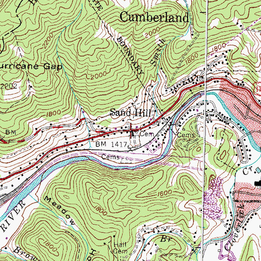 Topographic Map of Sand Hill, KY