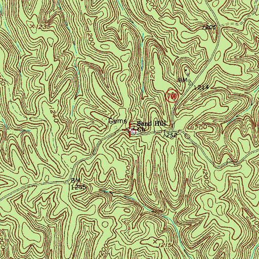 Topographic Map of Sand Hill Church, KY