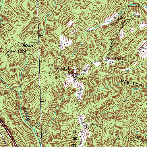 Topographic Map of Sand Hill Church, KY