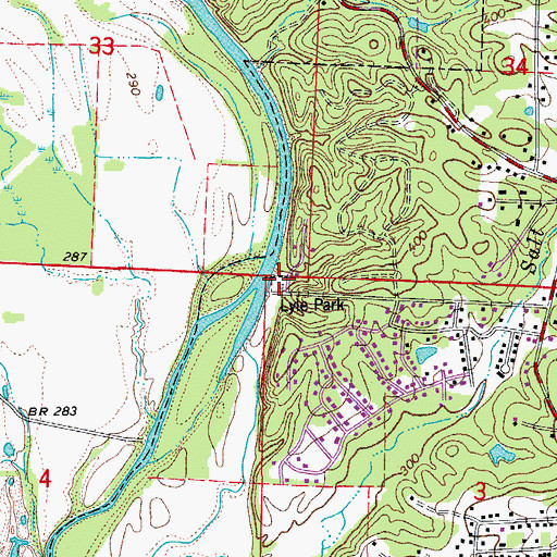 Topographic Map of Lyle Park, AR