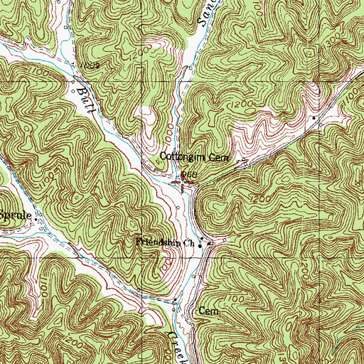 Topographic Map of Sand Lick, KY