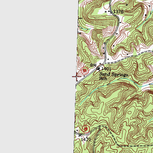 Topographic Map of Sand Springs, KY