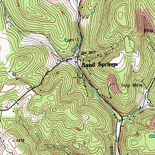 Topographic Map of Sand Springs, KY