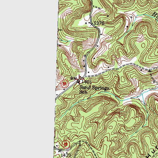 Topographic Map of Sand Springs School, KY