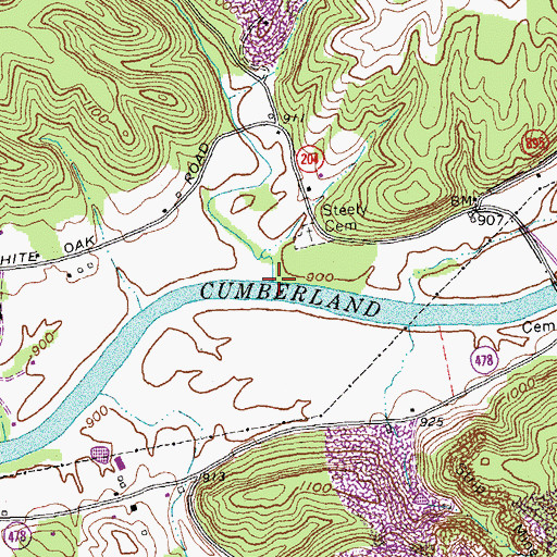 Topographic Map of Sanders Creek, KY
