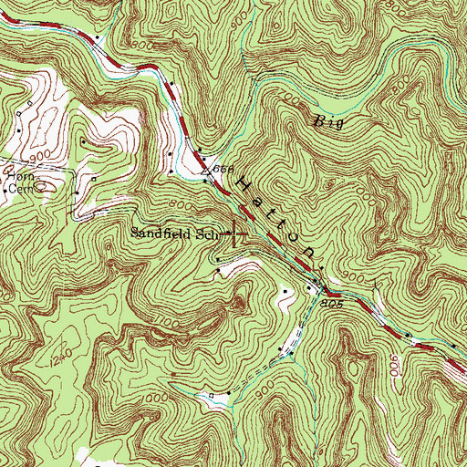 Topographic Map of Sandfield School, KY