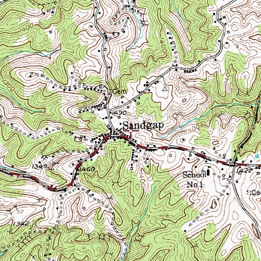 Topographic Map of Sandgap, KY