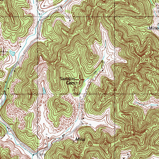 Topographic Map of Sandlin Cemetery, KY