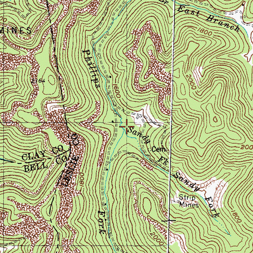 Topographic Map of Sandy Fork, KY