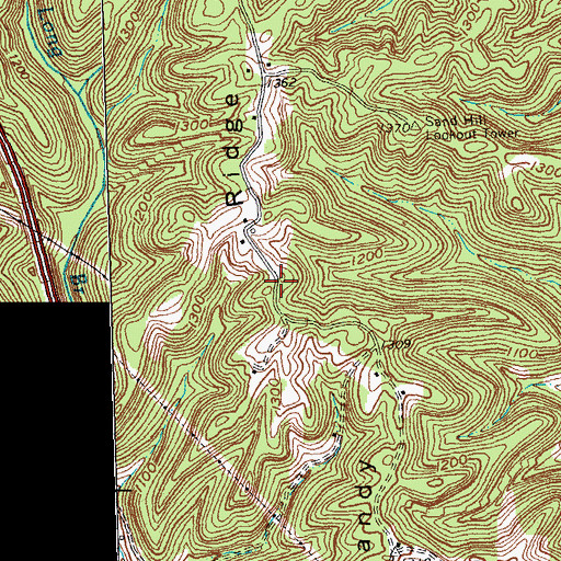 Topographic Map of Sandy Ridge, KY