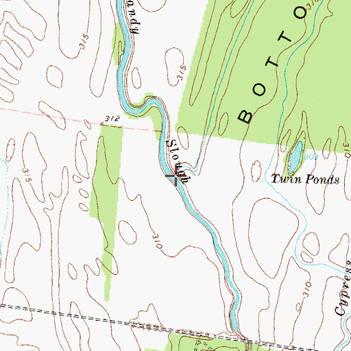 Topographic Map of Sandy Slough, KY