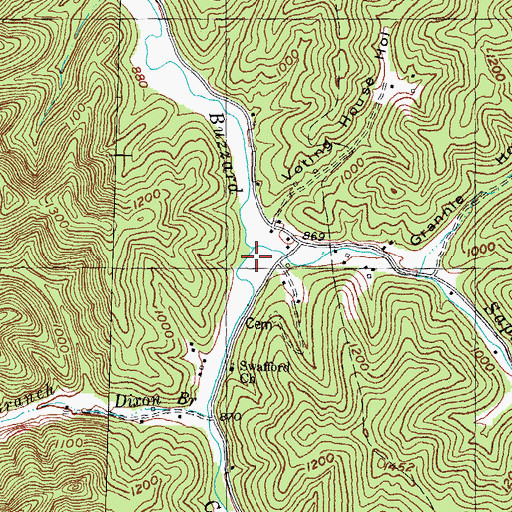 Topographic Map of Saplings Fork, KY