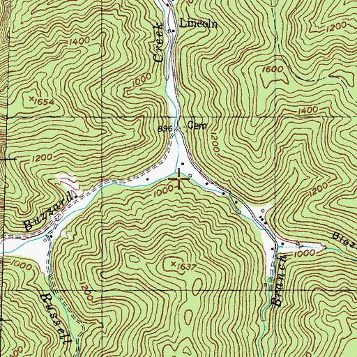 Topographic Map of Sarvis Branch, KY