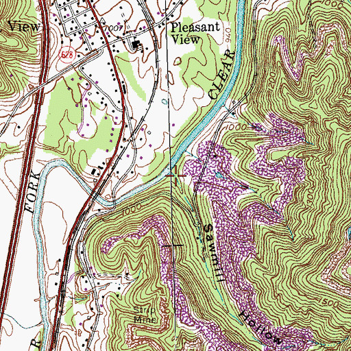 Topographic Map of Sawmill Hollow, KY