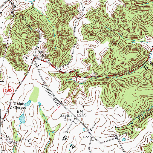 Topographic Map of Saylor Cemetery, KY