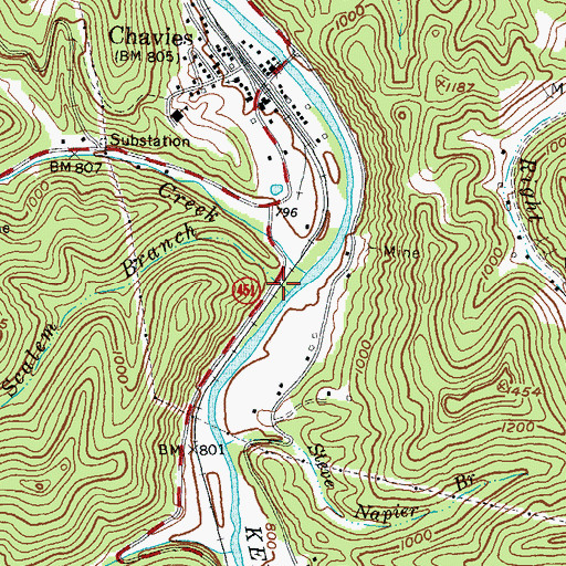 Topographic Map of Scalem Branch, KY