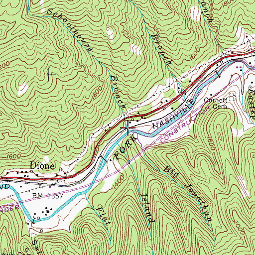 Topographic Map of Schoolhouse Branch, KY