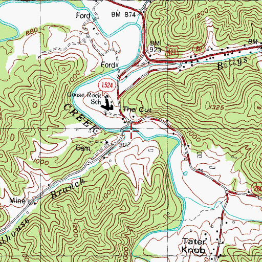 Topographic Map of Schoolhouse Branch, KY