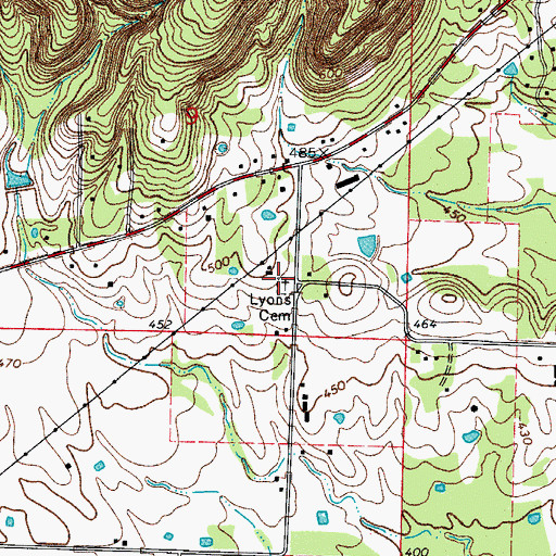 Topographic Map of Lyons Cemetery, AR