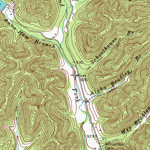 Topographic Map of Schoolhouse Branch, KY