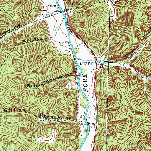 Topographic Map of Schoolhouse Hollow, KY