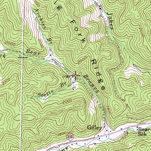 Topographic Map of Scotts Branch, KY