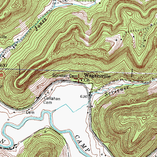 Topographic Map of James Scrivner Cemetery, KY
