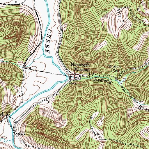 Topographic Map of Searcy Branch, KY
