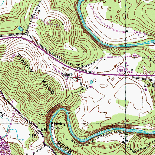 Topographic Map of Sears Cemetery, KY