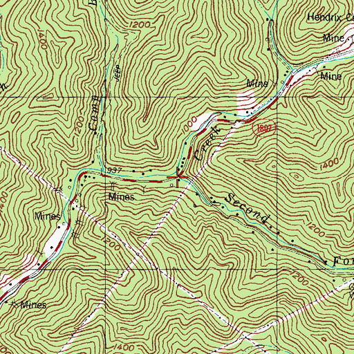 Topographic Map of Second Fork, KY