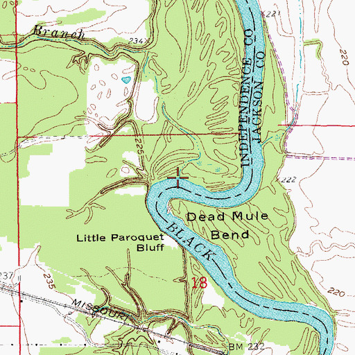 Topographic Map of M R Branch, AR