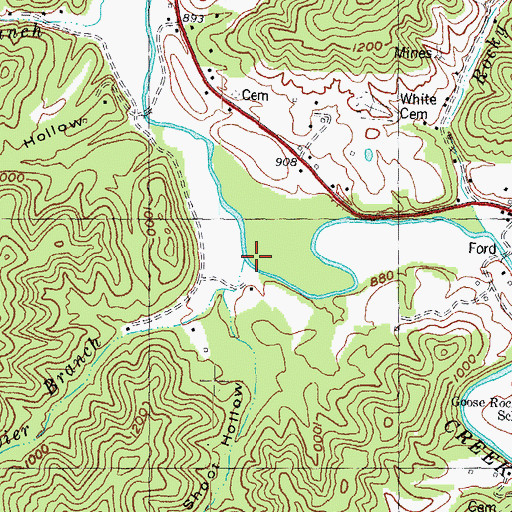 Topographic Map of Sevier Branch, KY