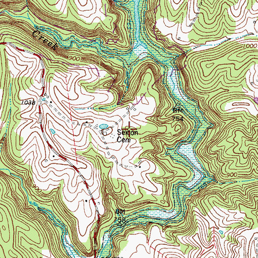 Topographic Map of Sexton Cemetery, KY