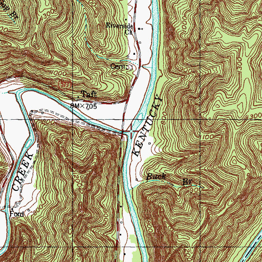 Topographic Map of Sexton Creek, KY