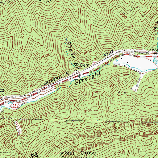 Topographic Map of Shade Branch, KY