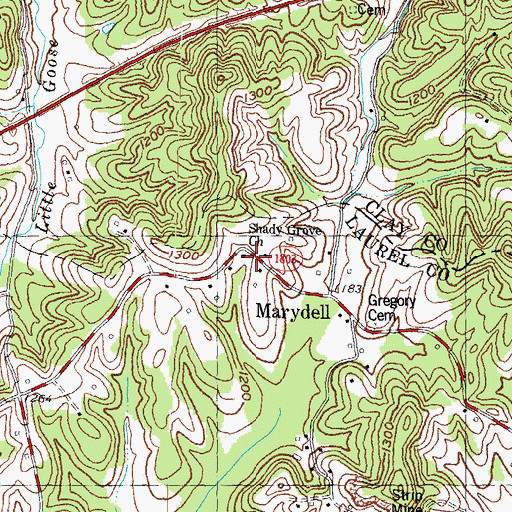 Topographic Map of Shady Grove Baptist Church, KY