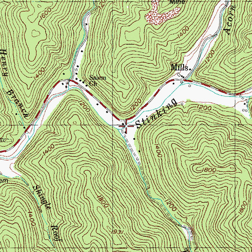 Topographic Map of Shady School, KY