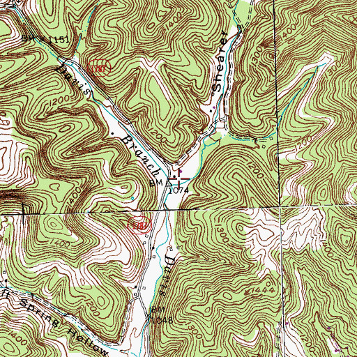 Topographic Map of Shearer Hollow, KY