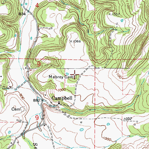 Topographic Map of Mabrey Cemetery, AR