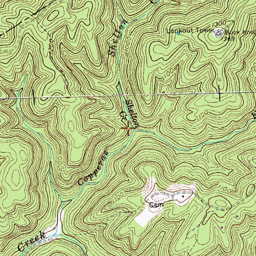 Topographic Map of Shelton Creek, KY