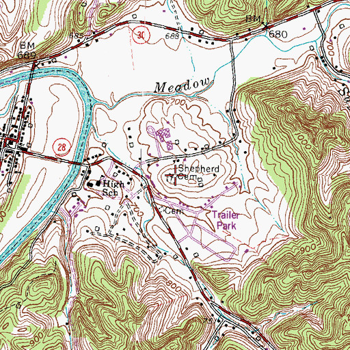 Topographic Map of Shepherd Cemetery, KY