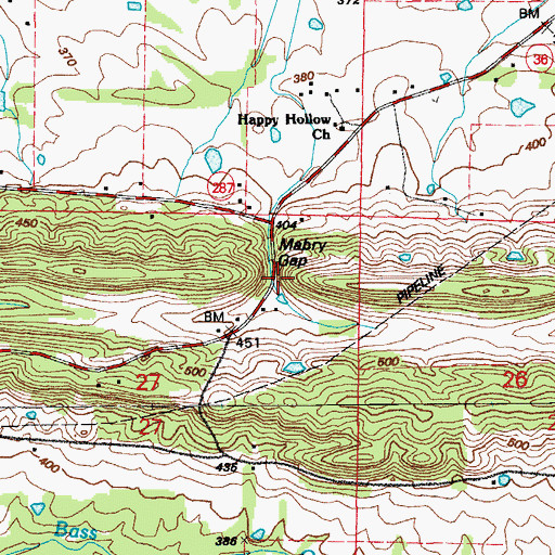 Topographic Map of Mabry Gap, AR