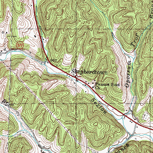 Topographic Map of Shepherdtown, KY