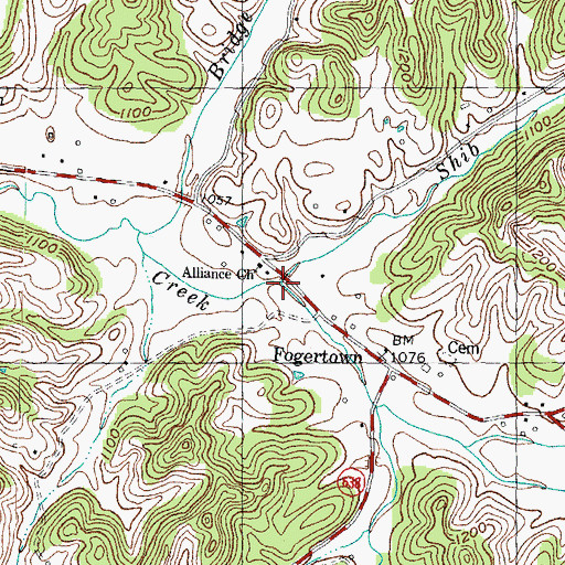 Topographic Map of Shib Branch, KY