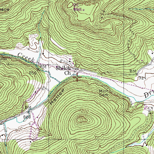 Topographic Map of Shiloh Church, KY