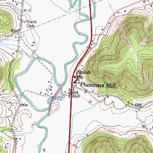 Topographic Map of Shiloh Church, KY