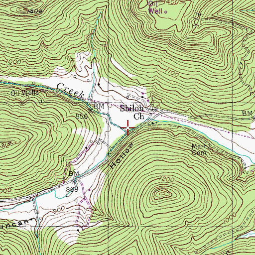 Topographic Map of Shiloh Creek, KY