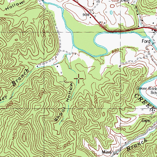 Topographic Map of Shoot Hollow, KY