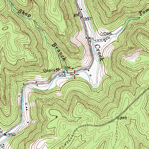 Topographic Map of Shop Branch, KY