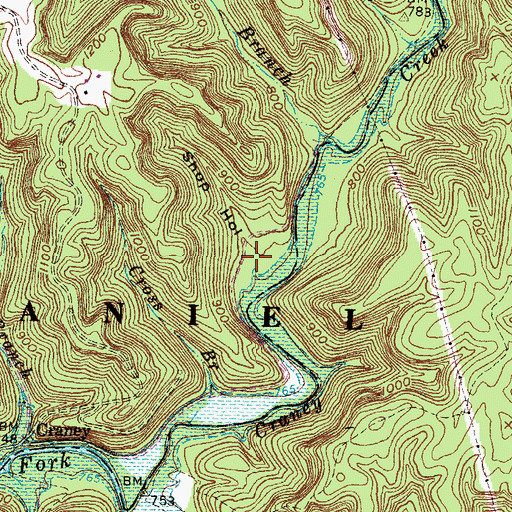 Topographic Map of Shop Hollow, KY
